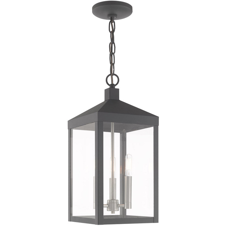 Livex Lighting Nyack Collection 3 Lt Scandinavian Gray Outdoor Pendant Lantern in Scandinavian Gray 20593-76