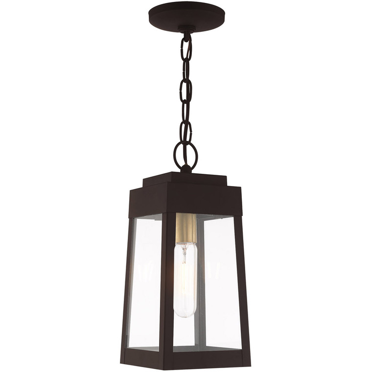 Livex Lighting Oslo Collection 1 Lt Bronze Outdoor Pendant Lantern in Bronze 20854-07