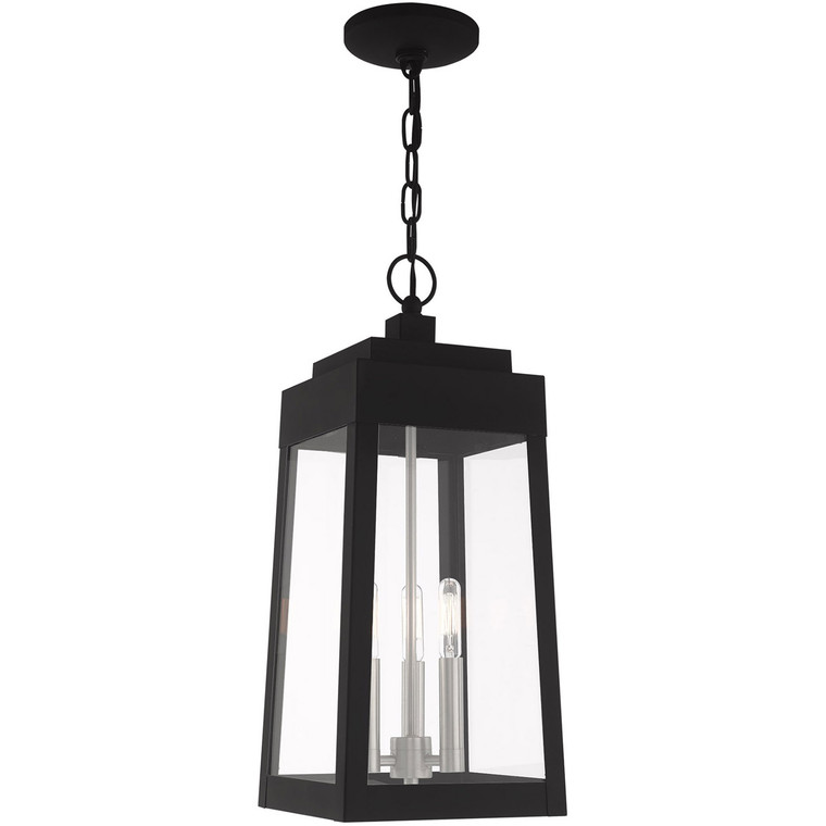 Livex Lighting Oslo Collection 3 Lt Black Outdoor Pendant Lantern in Black 20857-04