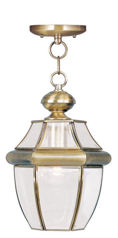 Livex Lighting Monterey Collection 1 Light AB Outdoor Chain Lantern  in Antique Brass 2152-01