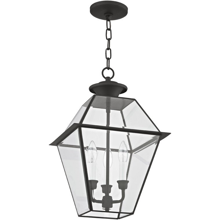 Livex Lighting Westover Collection 3 Light Black Outdoor Chain Lantern  in Black 2385-04