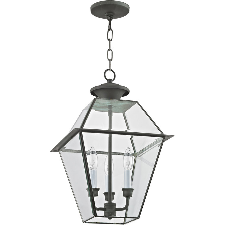Livex Lighting Westover Collection 3 Light Charcoal Outdoor Chain Lantern  in Charcoal 2385-61