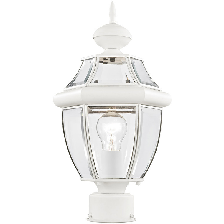 Livex Lighting Monterey Collection 1 Light White Outdoor Post Lantern in White 2153-03