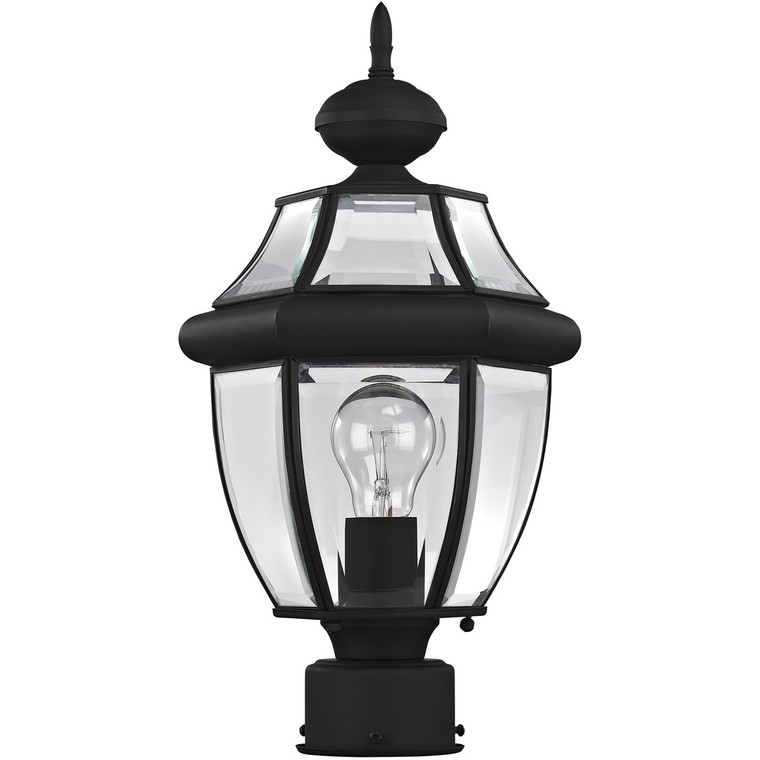 Livex Lighting Monterey Collection 1 Light Black Outdoor Post Lantern in Black 2153-04