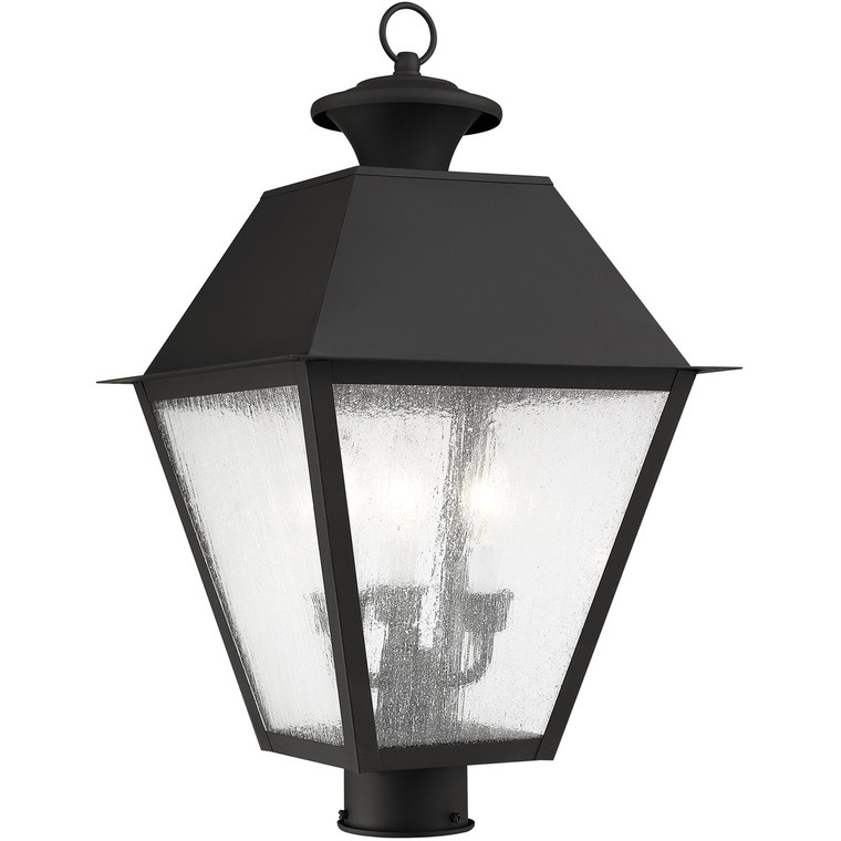 Livex Lighting Mansfield Collection 3 Light Black Outdoor Post Lantern in Black 2169-04