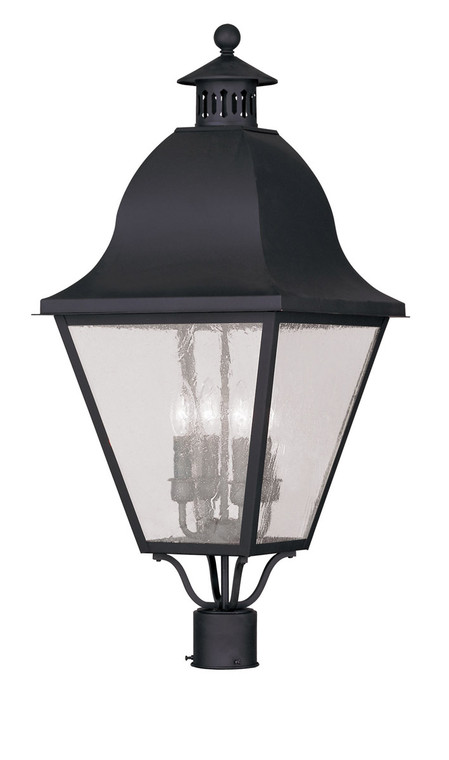 Livex Lighting Amwell Collection 4 Light Black Outdoor Post Lantern in Black 2548-04