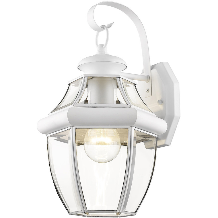 Livex Lighting Monterey Collection 1 Light White Outdoor Wall Lantern in White 2151-03
