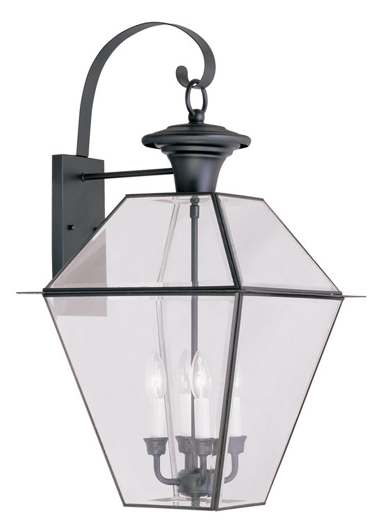 Livex Lighting Westover Collection 4 Light Black Outdoor Wall Lantern in Black 2386-04