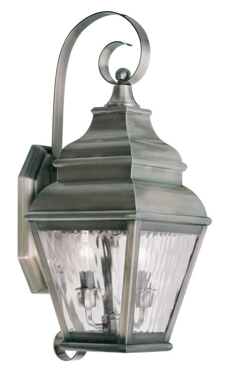 Livex Lighting Exeter Collection 2 Light VPW Outdoor Wall Lantern in Vintage Pewter 2602-29