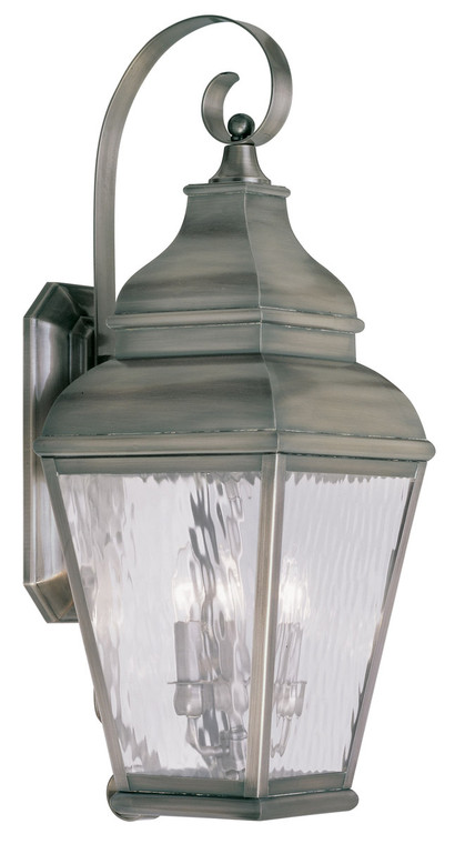 Livex Lighting Exeter Collection 3 Light VPW Outdoor Wall Lantern in Vintage Pewter 2605-29
