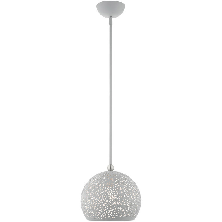 Livex Lighting Charlton Collection 1 Lt Nordic Gray Pendant in Nordic Gray with Brushed Nickel Accents 49181-80