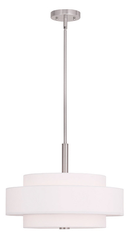 Livex Lighting Meridian Collection 4 Light Brushed Nickel Pendant in Brushed Nickel 50874-91