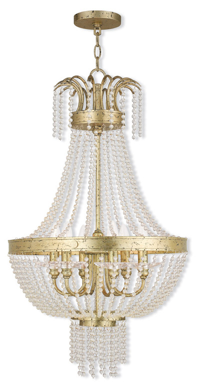 Livex Lighting Valentina Collection 6 Light Winter Gold Pendant Chandelier in Hand Applied Winter Gold 51856-28