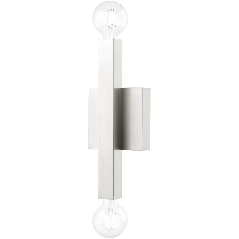Livex Lighting Solna  Collection 2 Lt Brushed Nickel ADA Wall Sconce in Brushed Nickel 49212-91