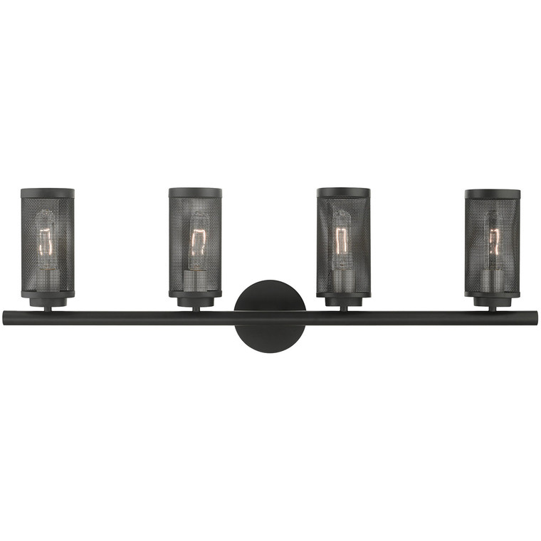Livex Lighting Industro Collection 4 Lt Black Bath Vanity  in Black with Brushed Nickel Accents 14124-04