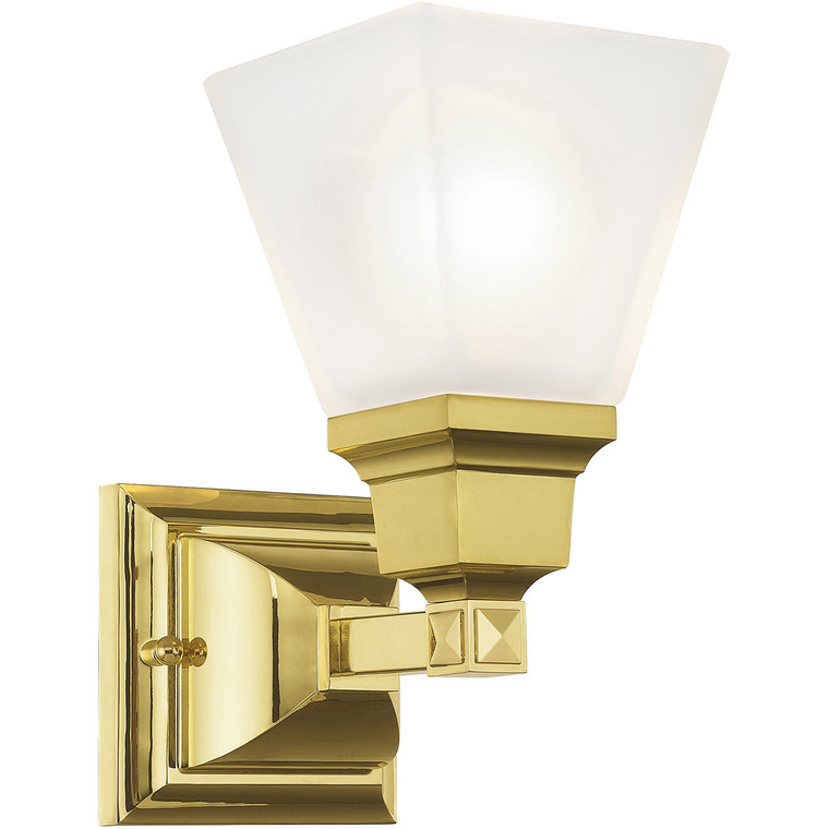 Livex Lighting Mission Collection 1 Light Polished Brass Bath Light in Polished Brass 1031-02