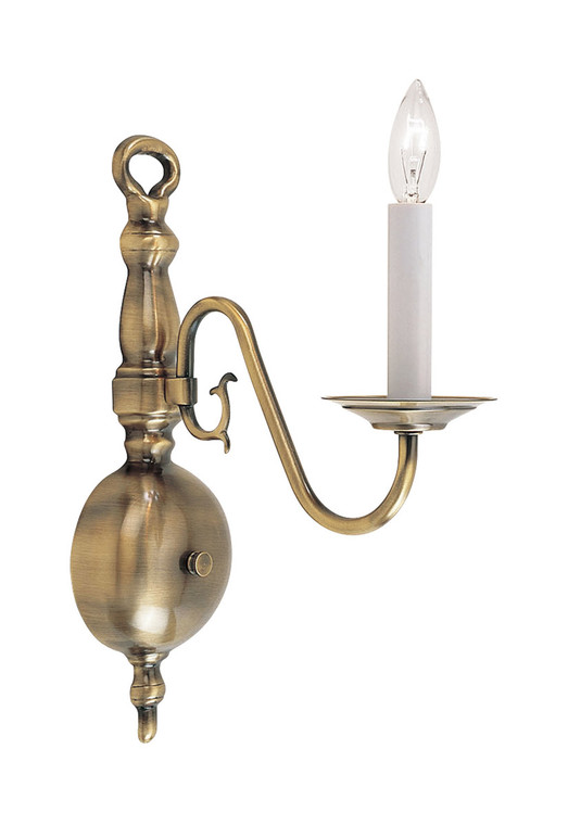 Livex Lighting Williamsburgh Collection 1 Light Antique Brass Wall Sconce in Antique Brass 5001-01