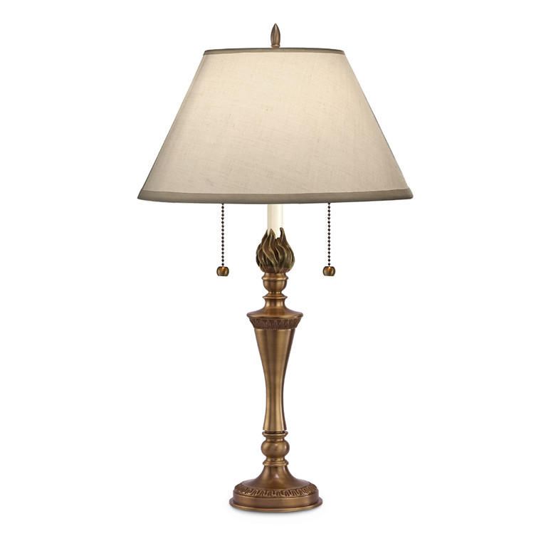 Lite Master Hillcrest Table Lamp 2 Light Pull Chain Antique Solid Brass T6548AB-SL
