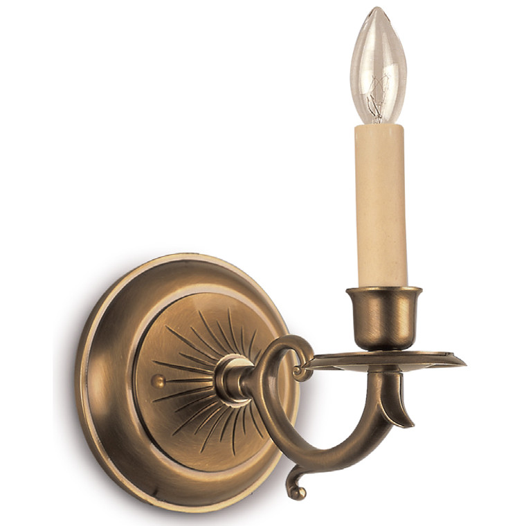 Lite Master Haverford 1 Light Wall Sconce in Antique Solid Brass W3917AB