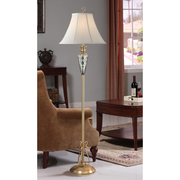Lite Master Madison Floor Lamp Antique Solid Brass with Crystal F5054AB-SL