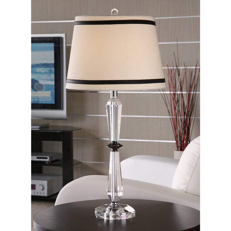 Lite Master Sterling Crystal Column Table Lamp in Chrome Finish T4743CR-SR
