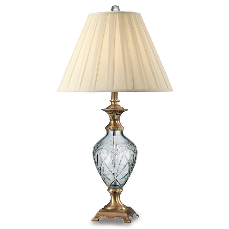 Lite Master Carlisle Table Lamp in Antique Solid Brass with Crystal T5033AB-SR