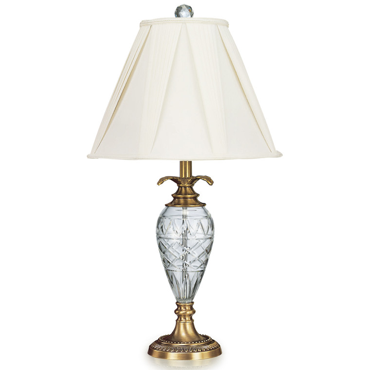 Lite Master Wentworth Table Lamp in Antique Solid Brass on Solid Brass with Crystal T4937AB-SR