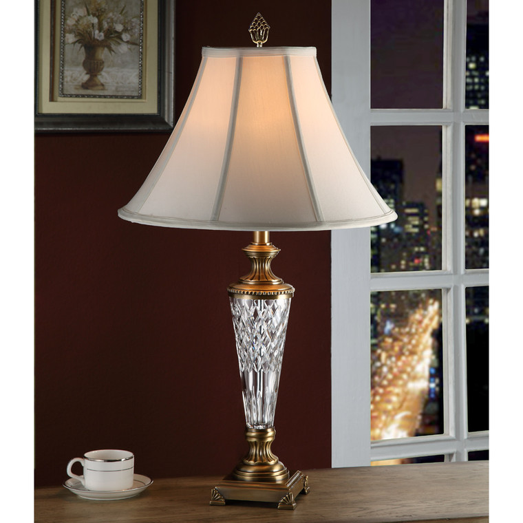 Lite Master Derby Table Lamp in Antique Solid Brass with 24% Lead Crystal T5014AB-SL