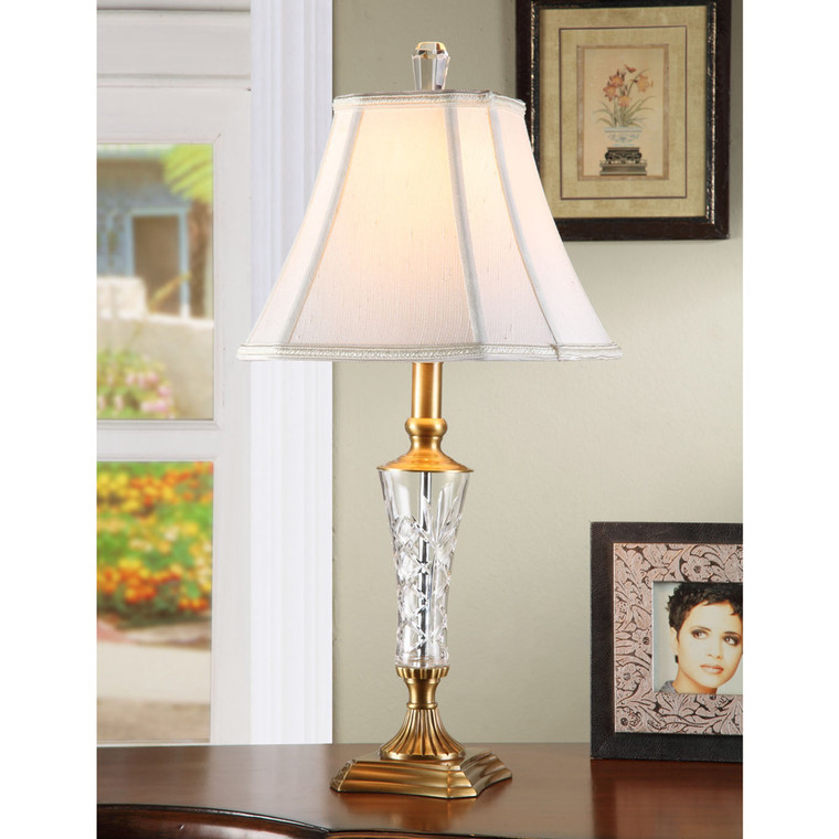 Lite Master Arianna Table Lamp in Antique Solid Brass with 24% Lead Crystal T5017AB-SR