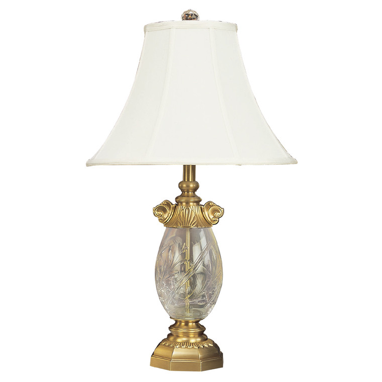 Lite Master Marianna Table Lamp in Antique Solid Brass with 24% Lead Crystal T5029AB-SL
