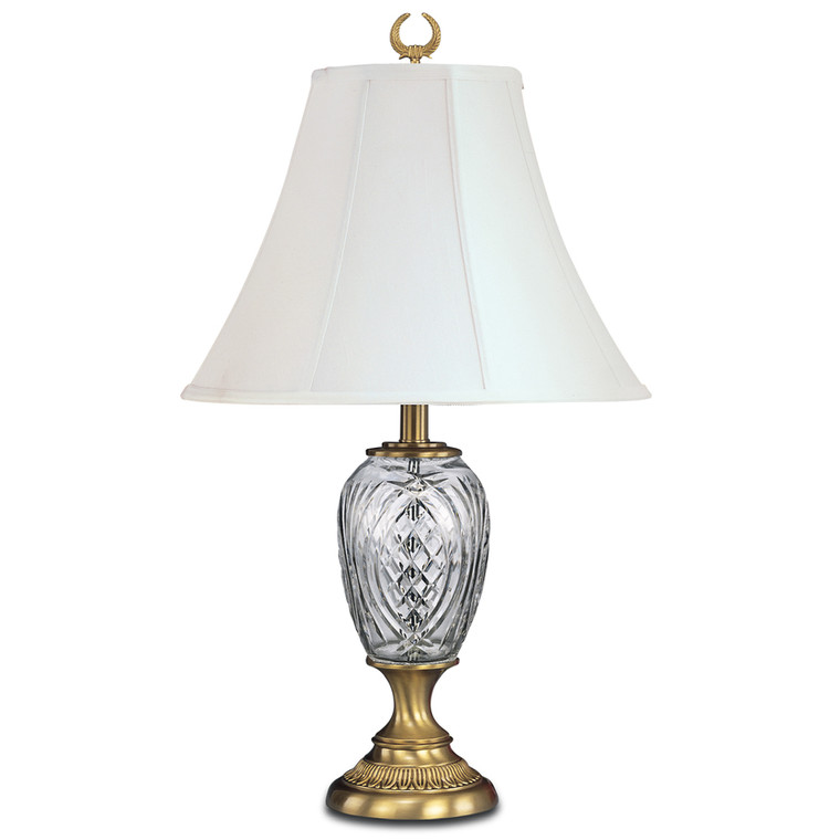 Lite Master Heather Table Lamp in Antique Solid Brass with 24% Lead Crystal T5073AB-SL