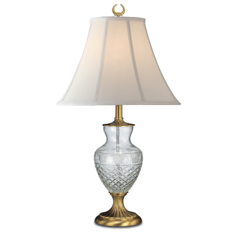 Lite Master Keating Table Lamp in Antique Solid Brass with 24% Lead Crystal T5087AB-SL
