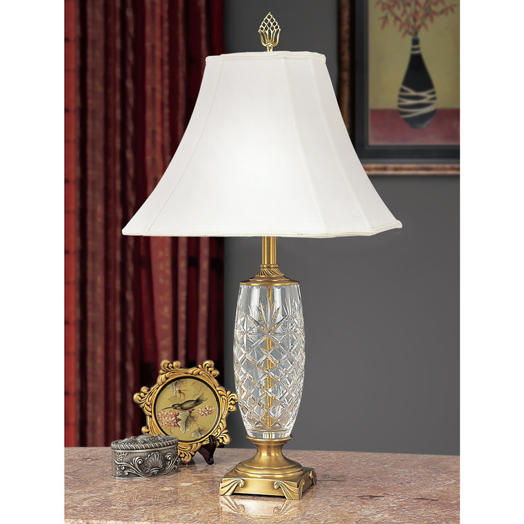 Lite Master Gwendolyn Table Lamp in Antique Solid Brass with 24% Lead Crystal T5097AB-SR