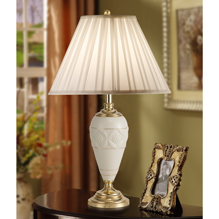 Lite Master Genevieve Table Lamp in Polished Solid Brass with Porcelain T5270PB-SR