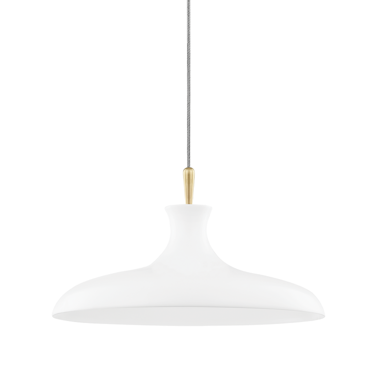 Mitzi 1 Light Pendant in Aged Brass/Soft Off White H421701L-AGB/WH