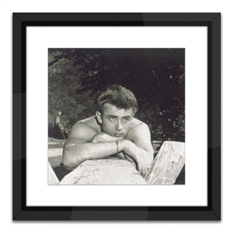 Worlds Away James Dean 16 x 16 Black and White Print with Black Lacquer Frame SVS15