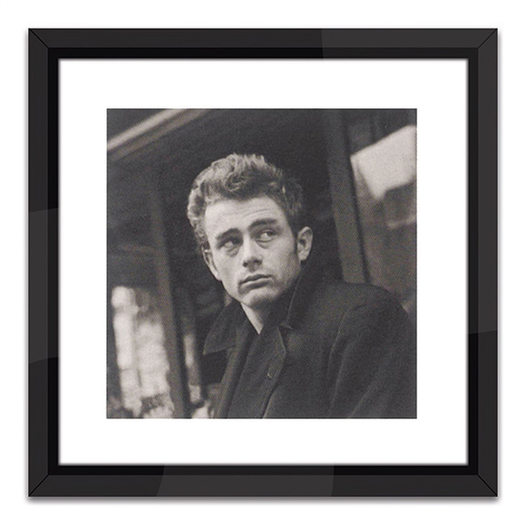 Worlds Away James Dean 16 x 16 Black and White Print with Black Lacquer Frame SVS28