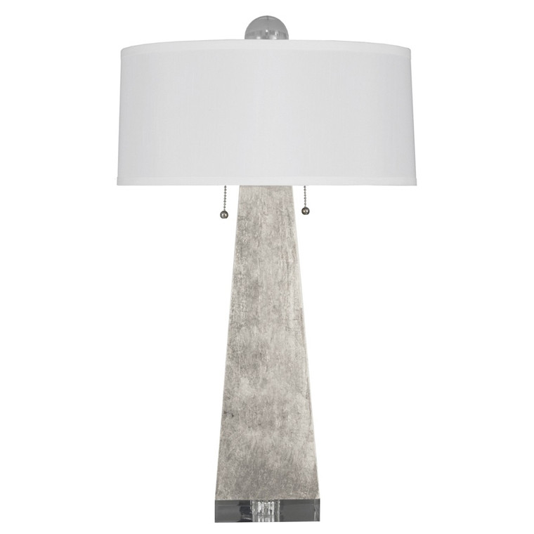 Worlds Away Jill Silver Leaf Lamp with White Silk Shade JILL S