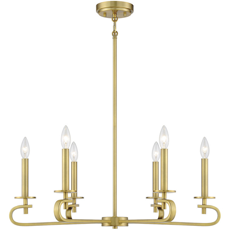 Savoy House Torino 6 Light 
Warm Brass Chandelier in 
Warm Brass 1-2450-6-322