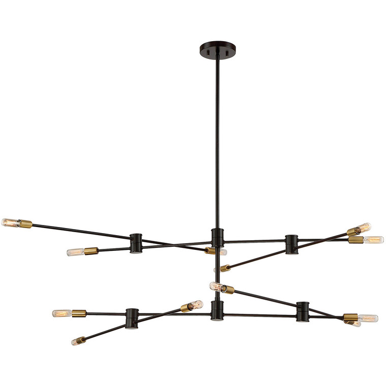 Savoy House Lyrique 12 Light Chandelier in Bronze w/ Brass Accents 1-7001-12-77