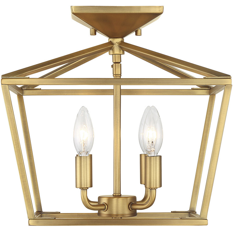 Savoy House Townsend 4 Light Warm Brass Semi-Flush Mount in Warm Brass 6-328-4-322