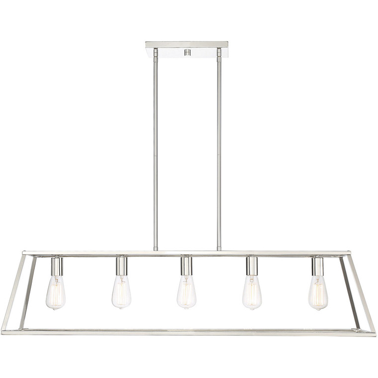 Savoy House Denton 5 Light Polished Nickel Linear Chandelier in Polished Nickel 1-327-5-109