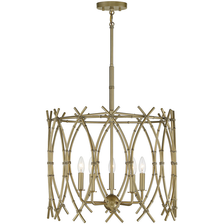 Savoy House Cornwall 5 Light  New Burnished Brass Pendant in  New Burnished Brass 7-7776-5-171