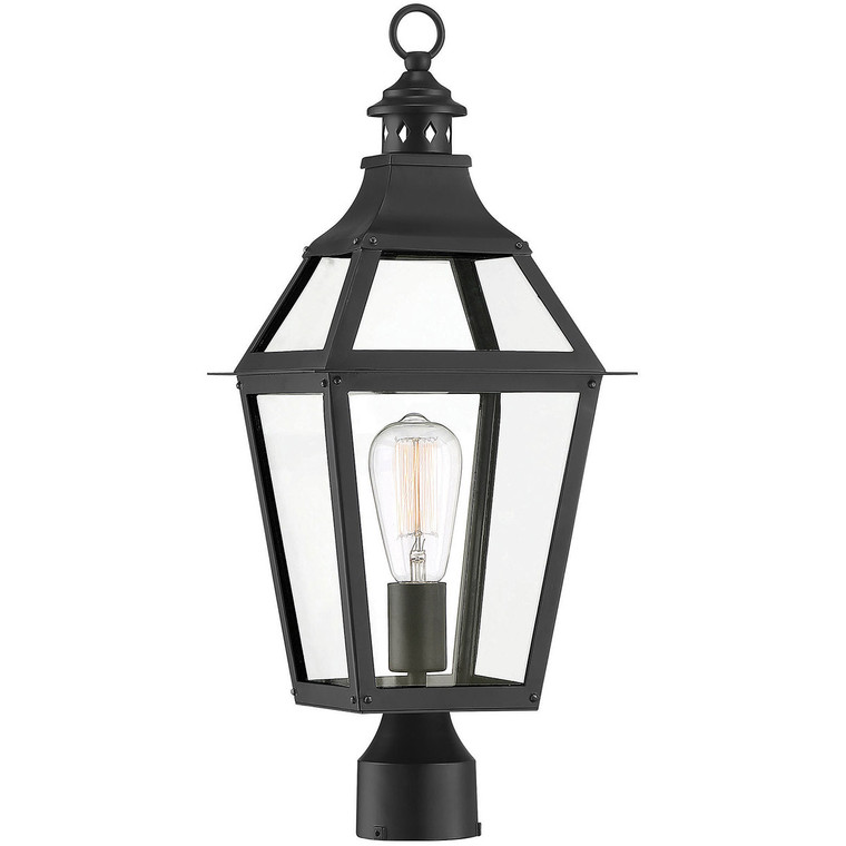 Savoy House Jackson Black With Gold Highlighted 1 Light Outdoor Post Lantern in Black With Gold Highlighted 5-724-153