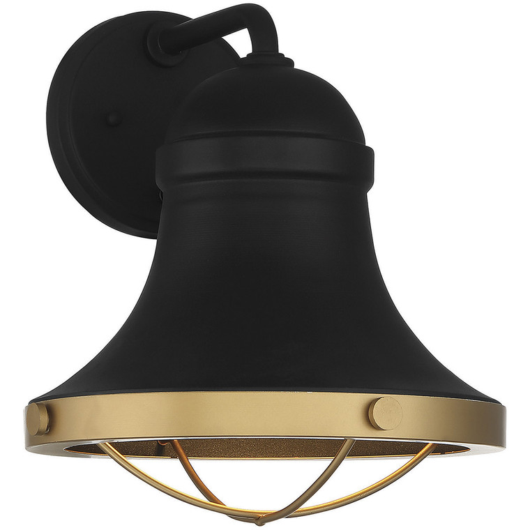 Savoy House Belmont 1 Light Textured Black W/ Warm Brass Accents Wall Lantern in Textured Black W/ Warm Brass Accents 5-179-137