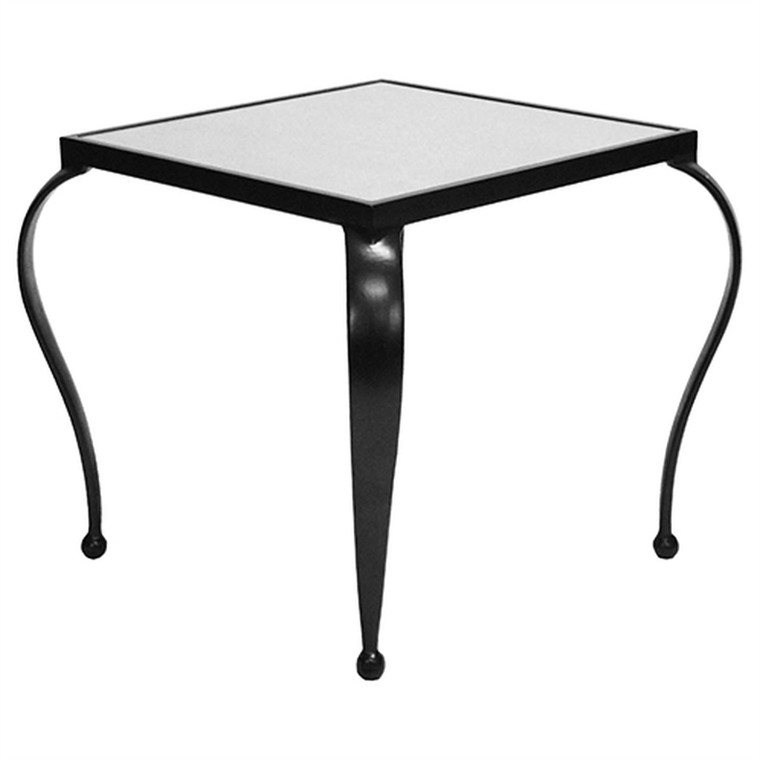 Worlds Away Moseley Square Side Table with Inset Antique Mirror Top and Black Powder Coat Frame MOSELEY BL