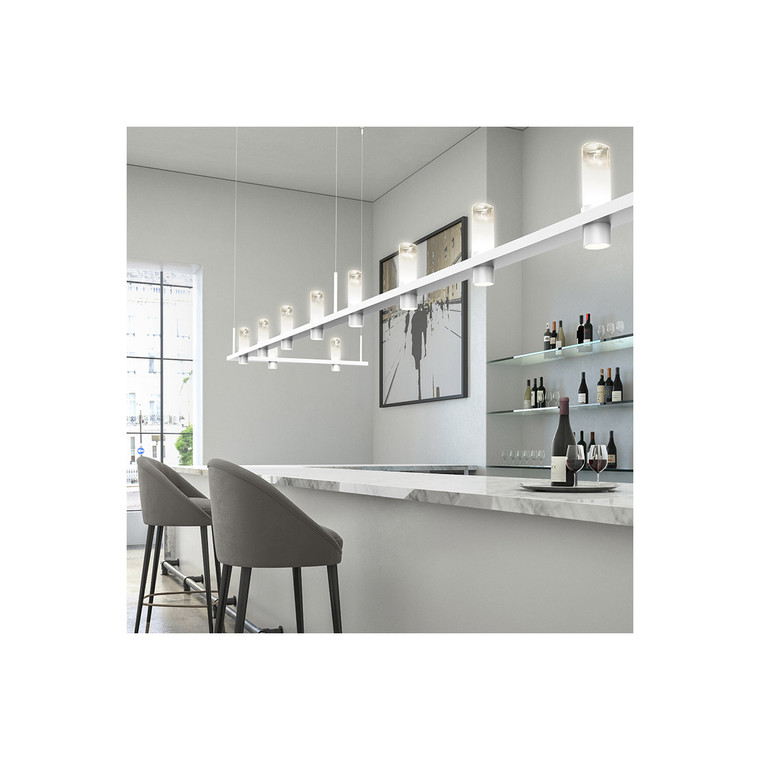 Sonneman Lighting Intervals 4' Linear LED Pendant with Clear  with Cone Uplight Trim in Satin Black 20QKL04B