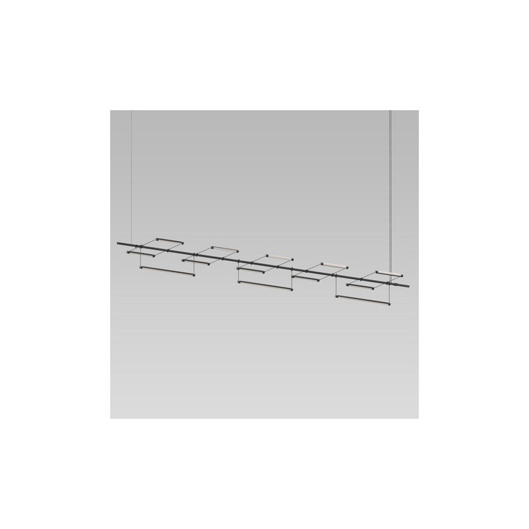 Sonneman Lighting Suspenders 96" 1-Tier Linear with 9" Linear Rotational Luminaires in Satin Black SLS1310