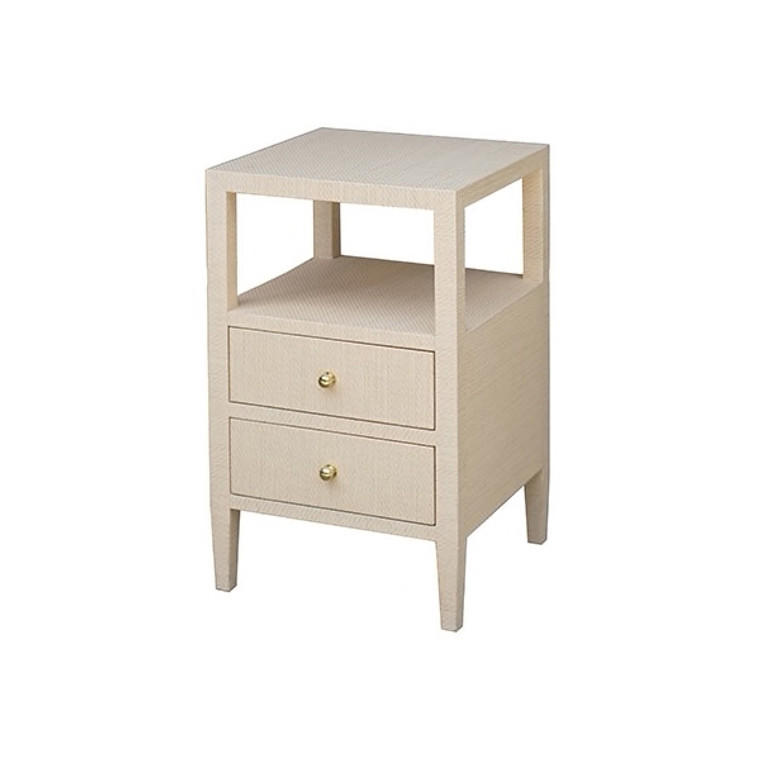 Worlds Away Roscoe Two Drawer Side Table in Natural Grasscloth ROSCOE NAT