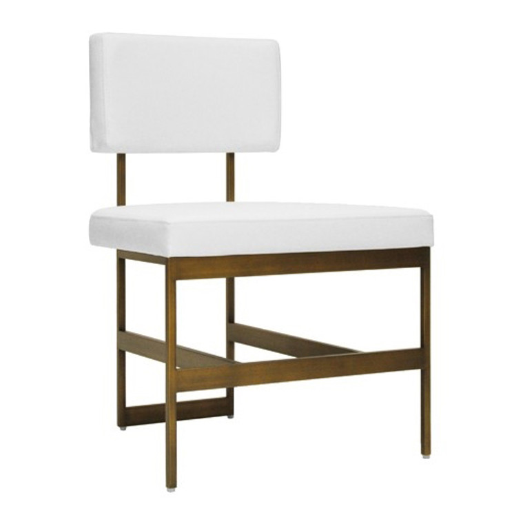 Worlds Away Shaw Chair with White Vinyl Cushion and Bronze Base SHAW BWH